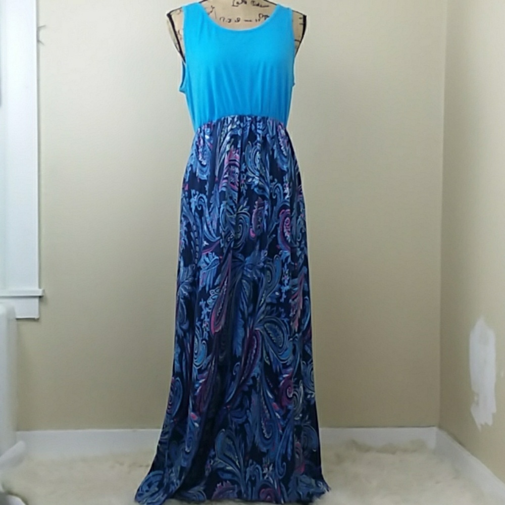 Blue Tank Top Maxi Dress